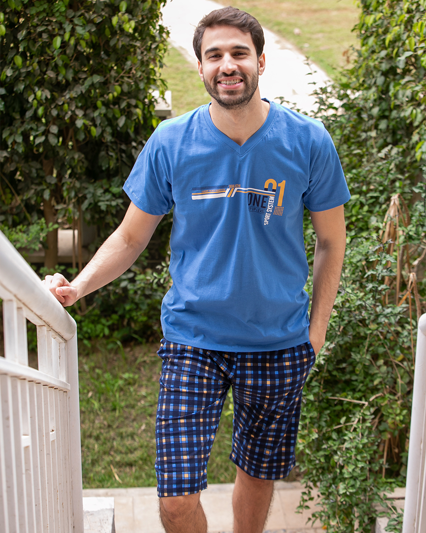 نص كم كاروه بنتاكور V بيجامه رجالي