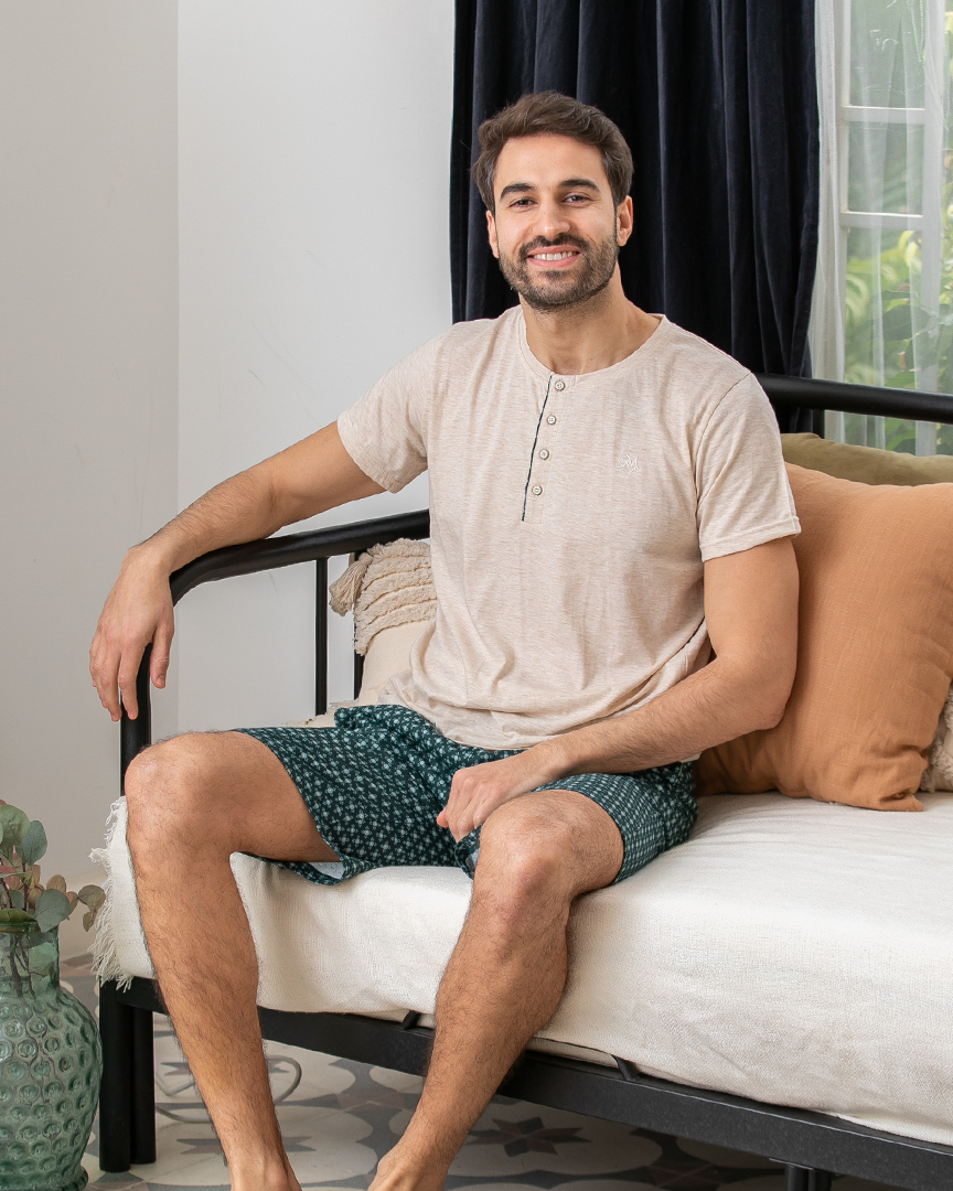 بيجامه رجالي قطن شورت مطبوع