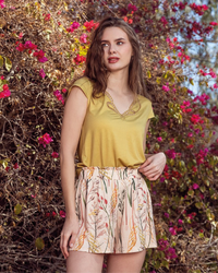 شورت مشجر V بيجامه حريمي ساده