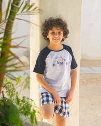 GAMES بيجاما اولادي شورت كاروهات كحلي