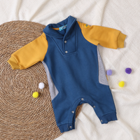 Jumpsuit with a basic collar, blue x yellow