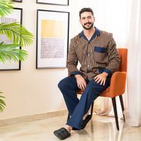 بيجاما رجالي مقلم بيج*كحلي