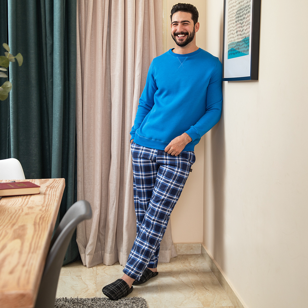 Men's Milton pajamas, check trousers