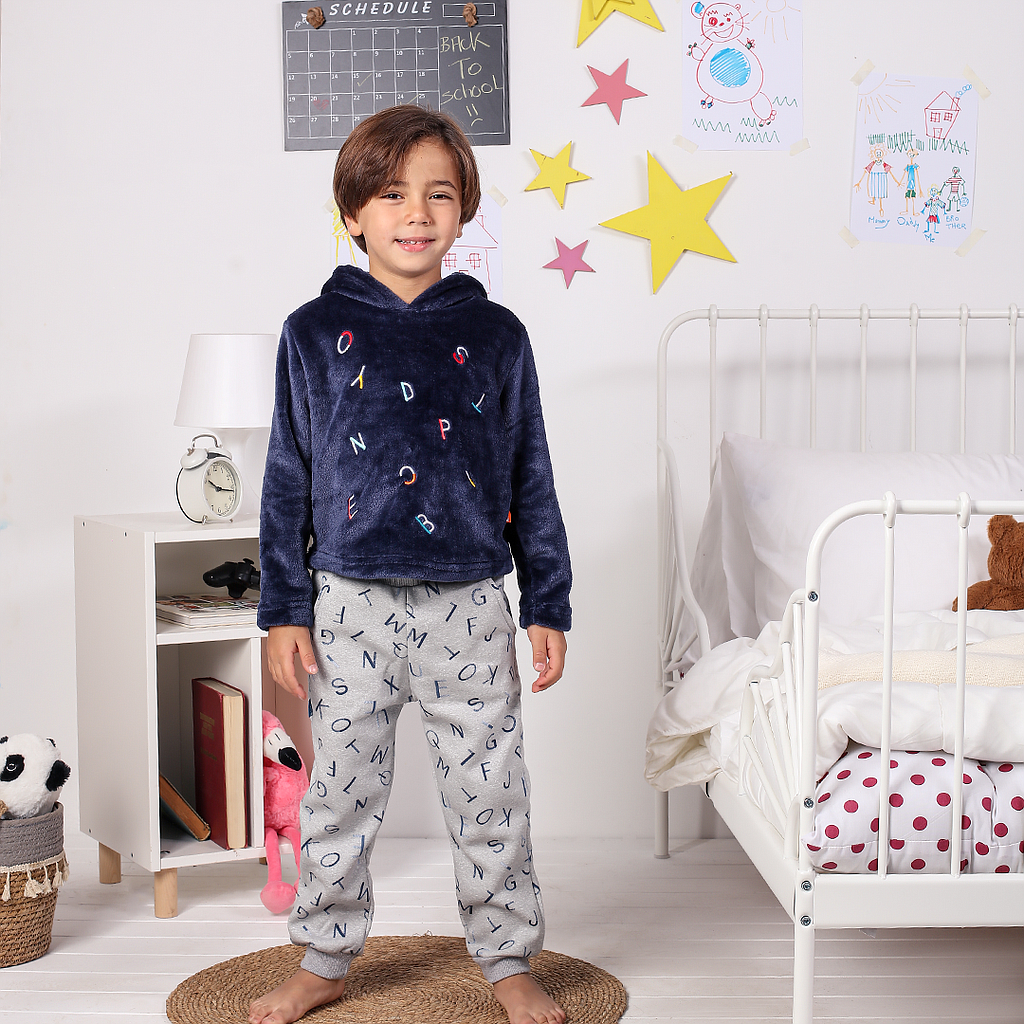My children's pajamas, polar fleece letters