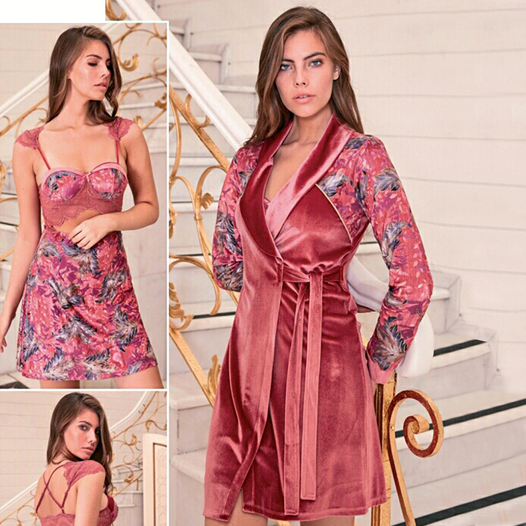 روب بقميص قصير مشجر