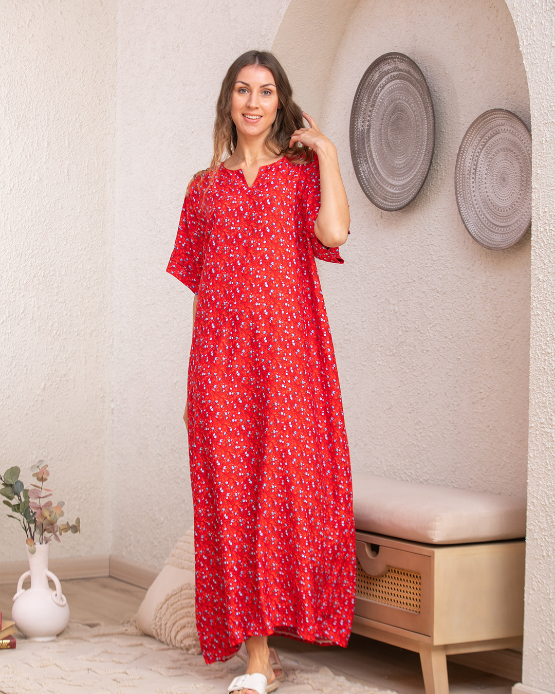 قميص فسكوز نص كم مشجر 87