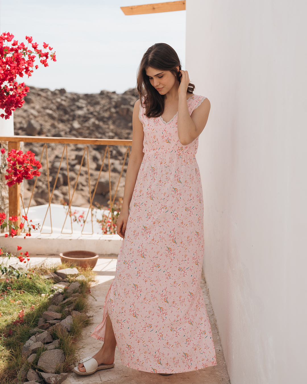 Women's long modal printed night shirt