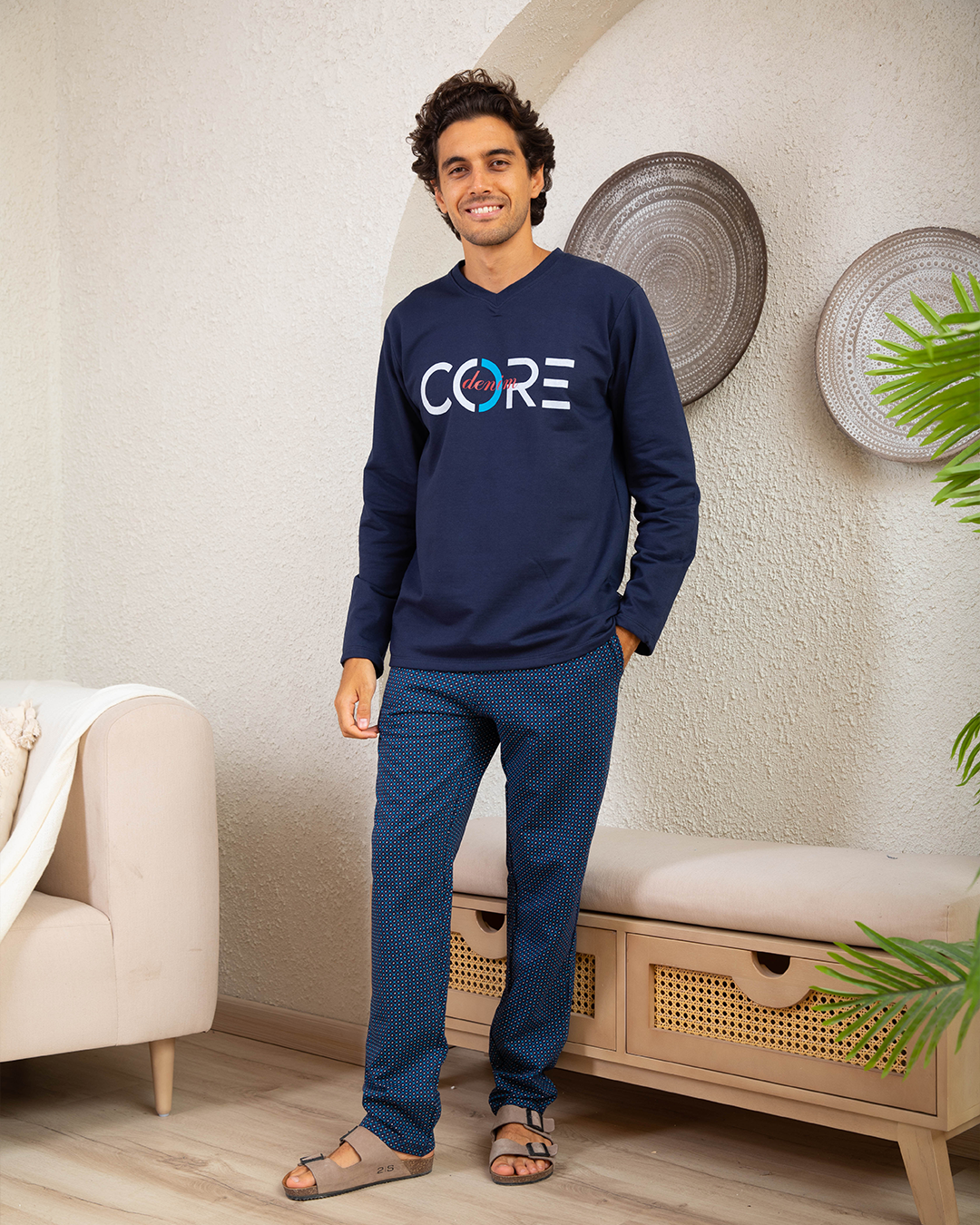 Melton Printed V Diamond Pajama Pants for Men