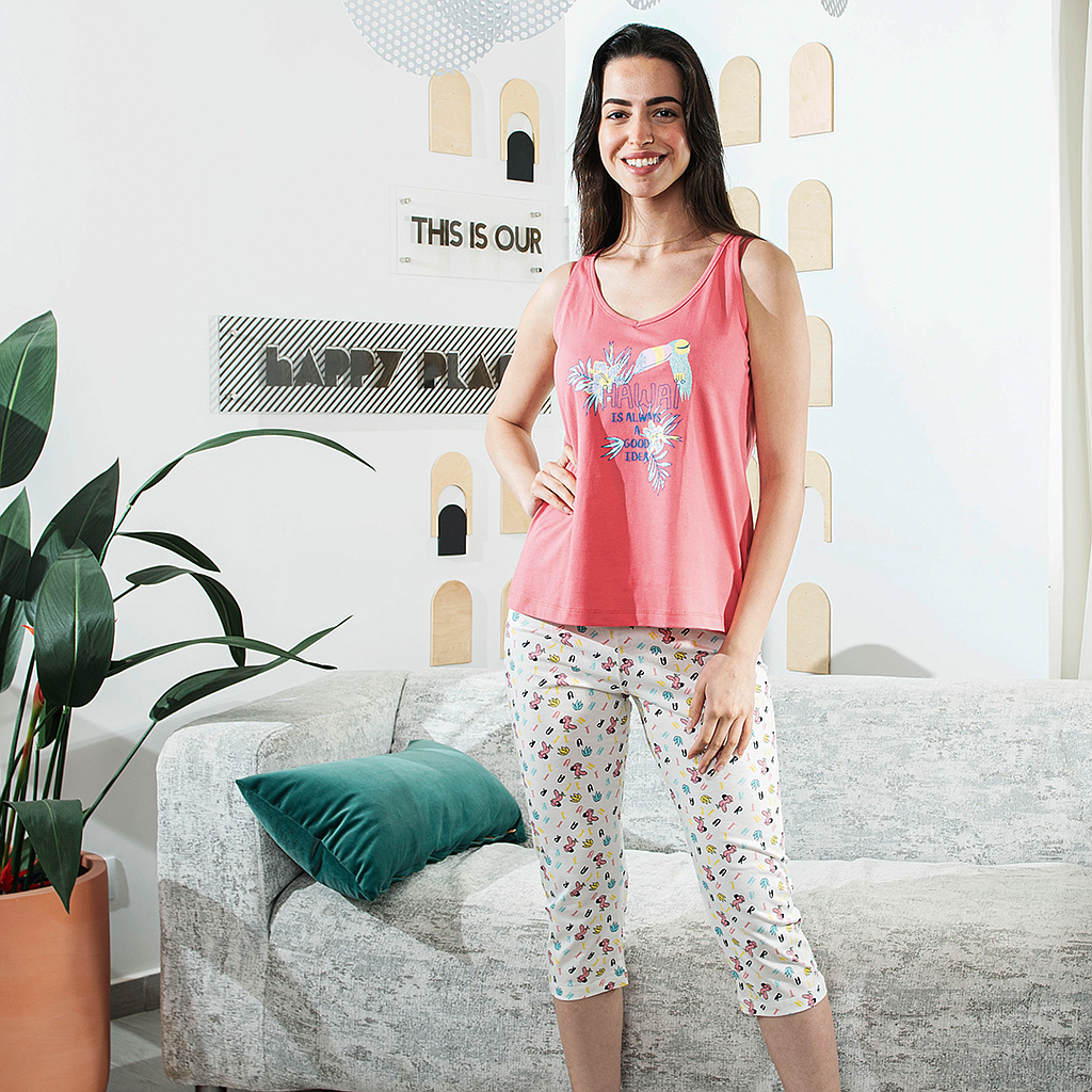 Pentacore printed Hawaiian strapless pajama set