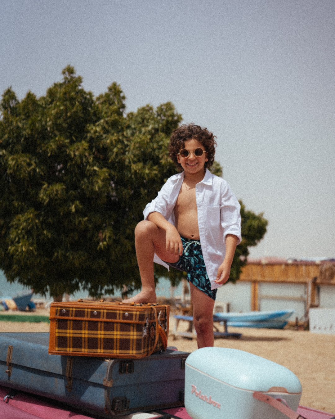 مايوه اولادي شورت مطبوع ورق شجر