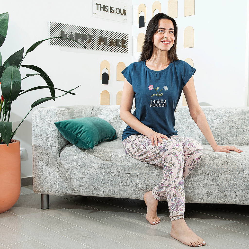 THANKS ABANSHبيجاما حريمي بنطلون مشجر