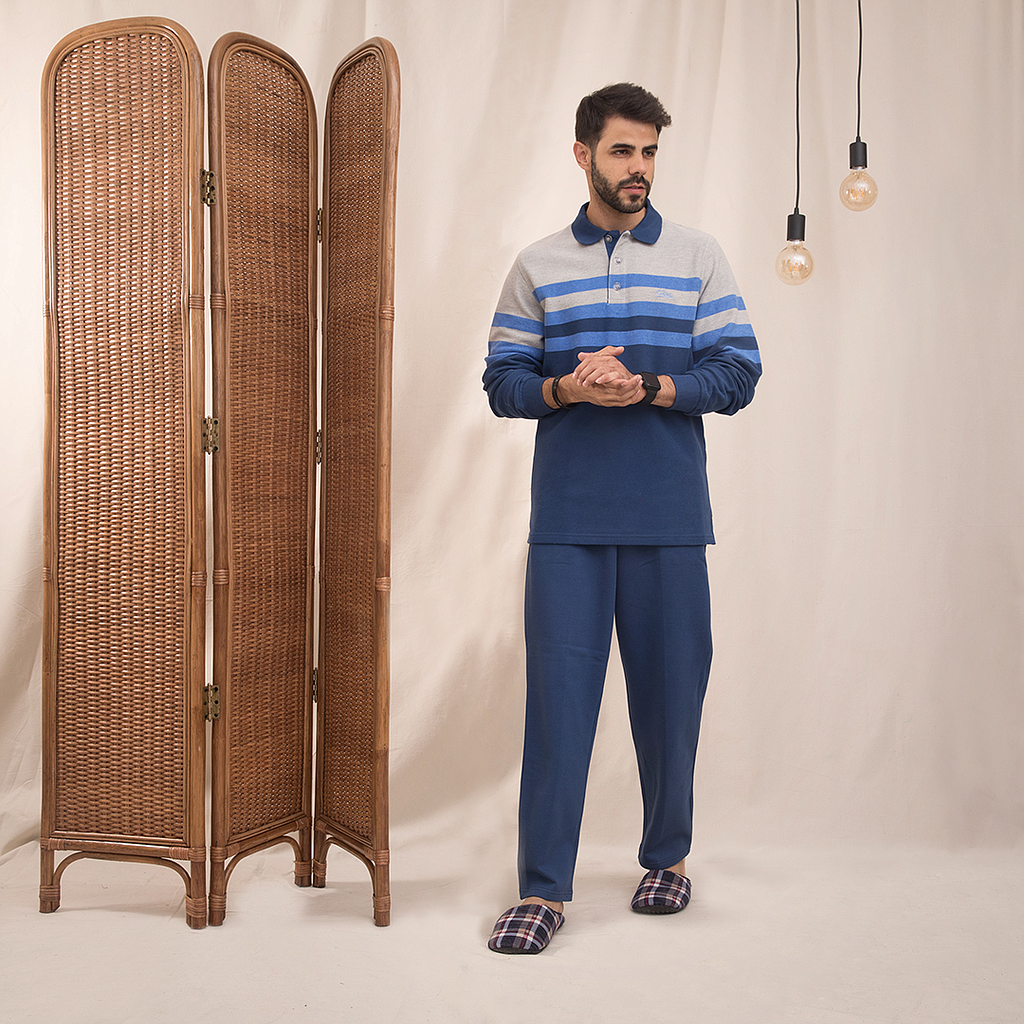 Men's striped t-shirt with a collar