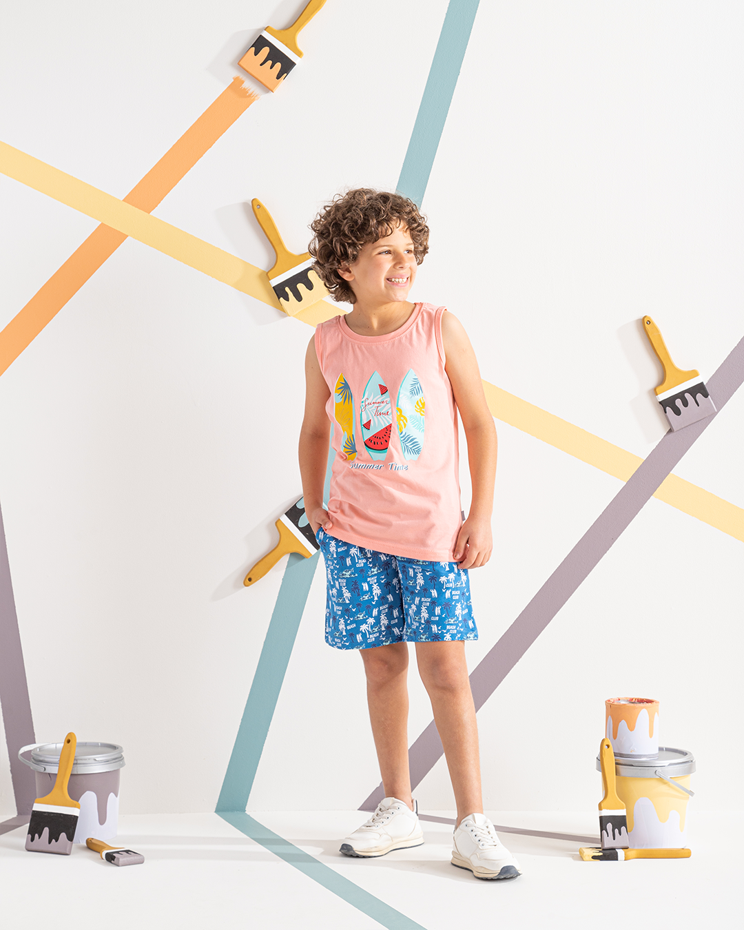 Summer Surf بيجاما اولادي تيشرت كت*شورت سمر ميلتون مطبوع