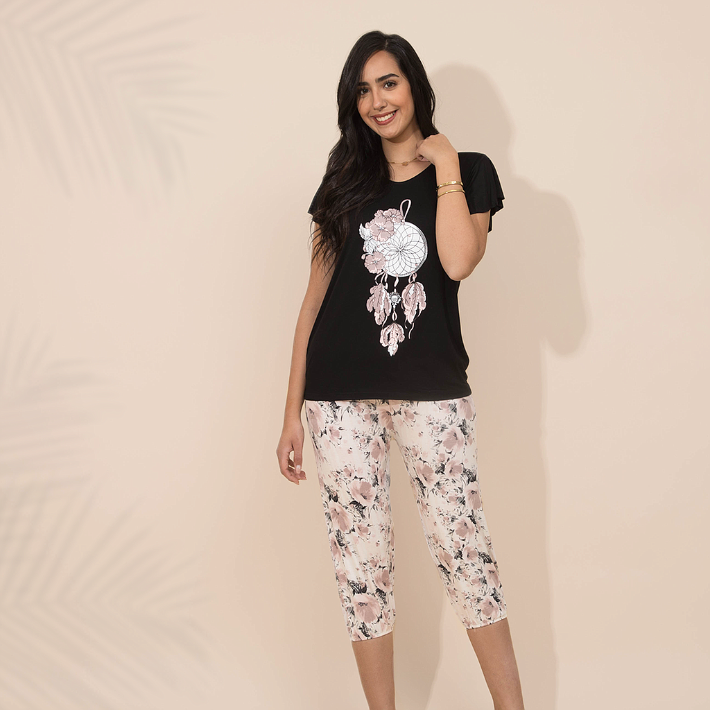 Pajamas, half sleeves, Pentacor state, feathers 