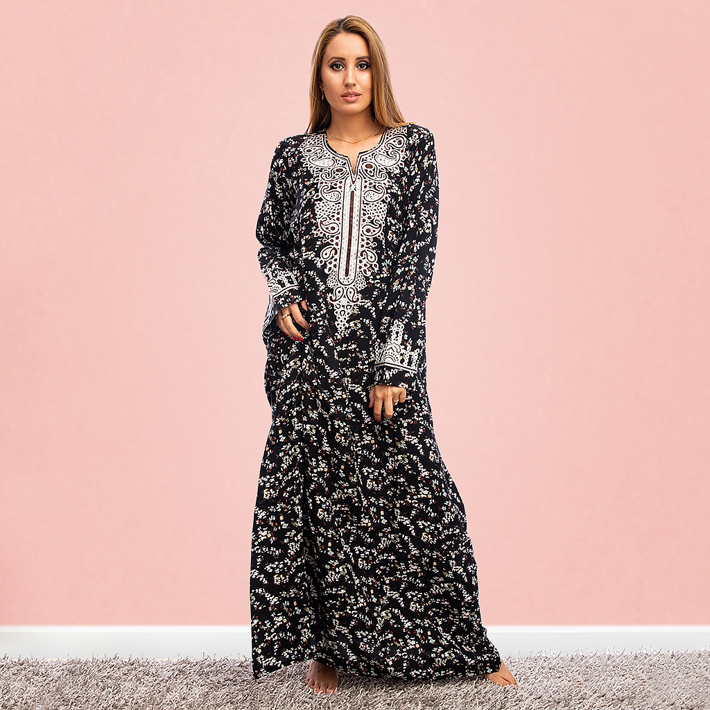 قميص فسكوز بكم 2 مشجر مطرز - 2segypt