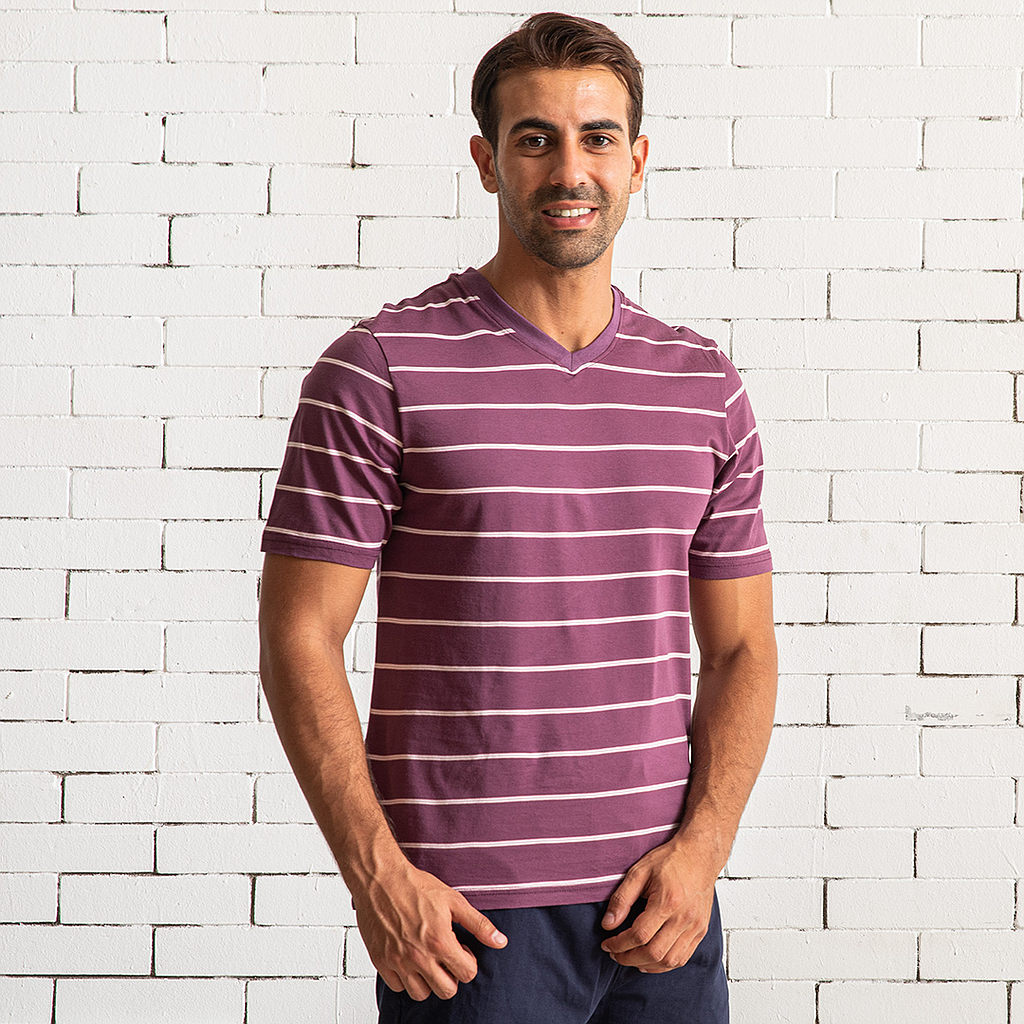V striped men's T-shirt