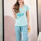 Women's pajamas, half sleeves, pentacourt print