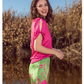 Plain women's pajamas, half sleeves, a plain, wooded trouser cut