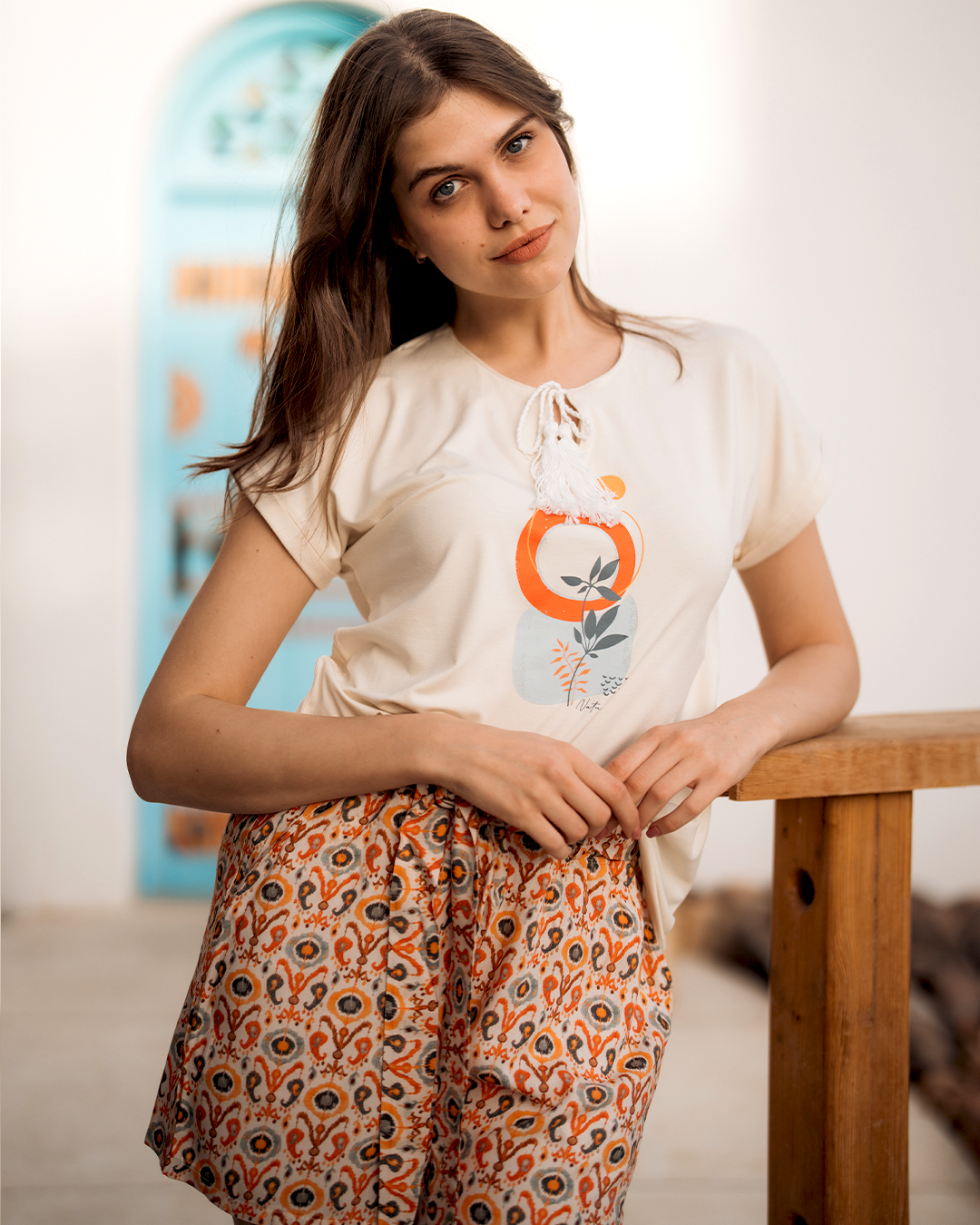 Plain viscose pajamas for women * printed