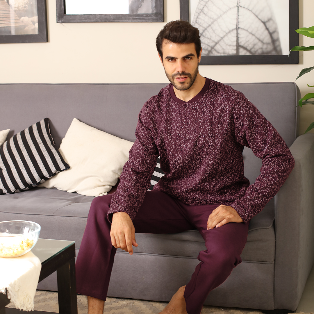 Dotted print men's pajamas